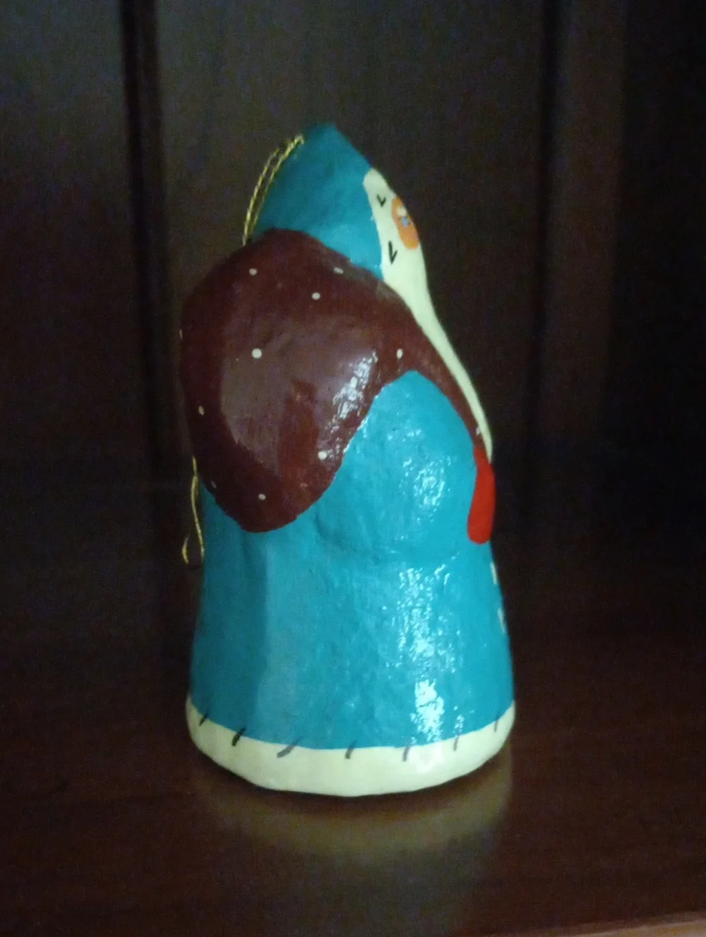 Vintage Hand-Painted Folk Art Blue Santa Figurine – Whimsical Christmas Holiday